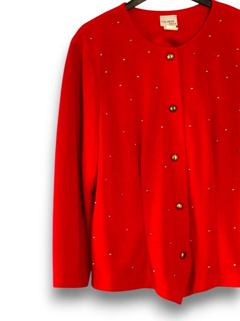 Vintage Halmode Plus Red Studded Button Front Blouse 80s 90s - Picture 2 of 12